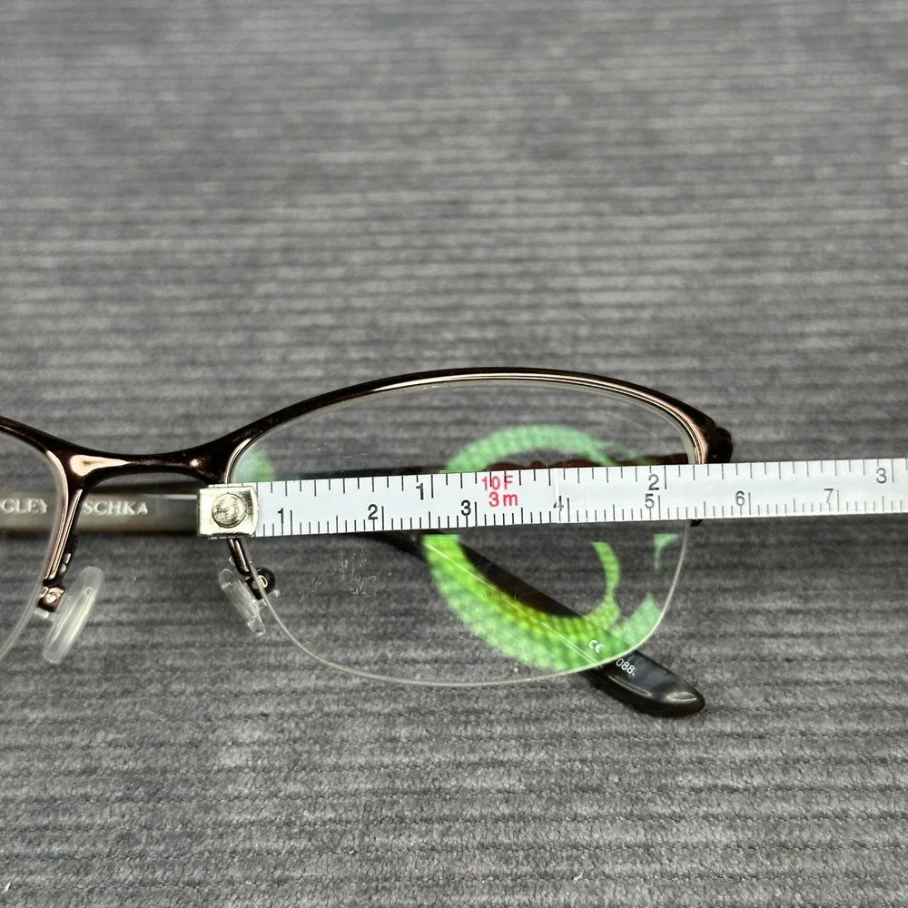 Badgley Mischka Clio Brown Crystal Y2K Cat Eye Eyeglasses 52-18-135